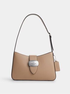 Coach Smooth Pebble Leather Shoulder Bag in Taupe